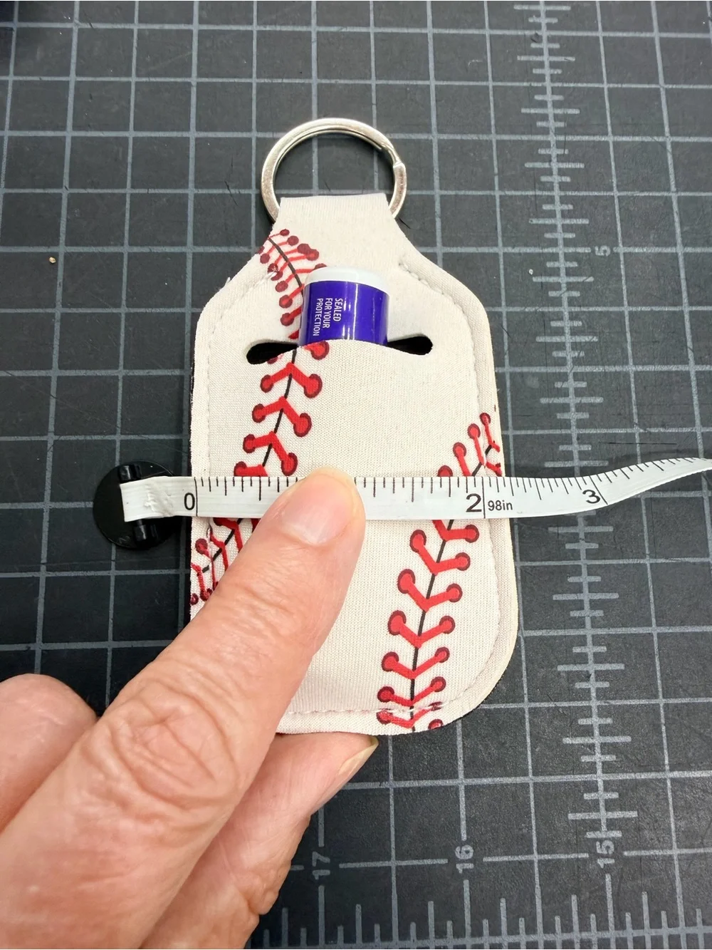 NWOT SET OF 4 White Baseball-Stitch Lip Balm Keychain Holder - Tball gift